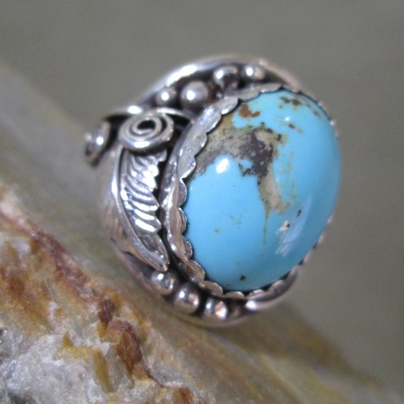 Navajo Turquoise Ring Sterling Silver  Mens Sz 13 - Picture 5 of 8